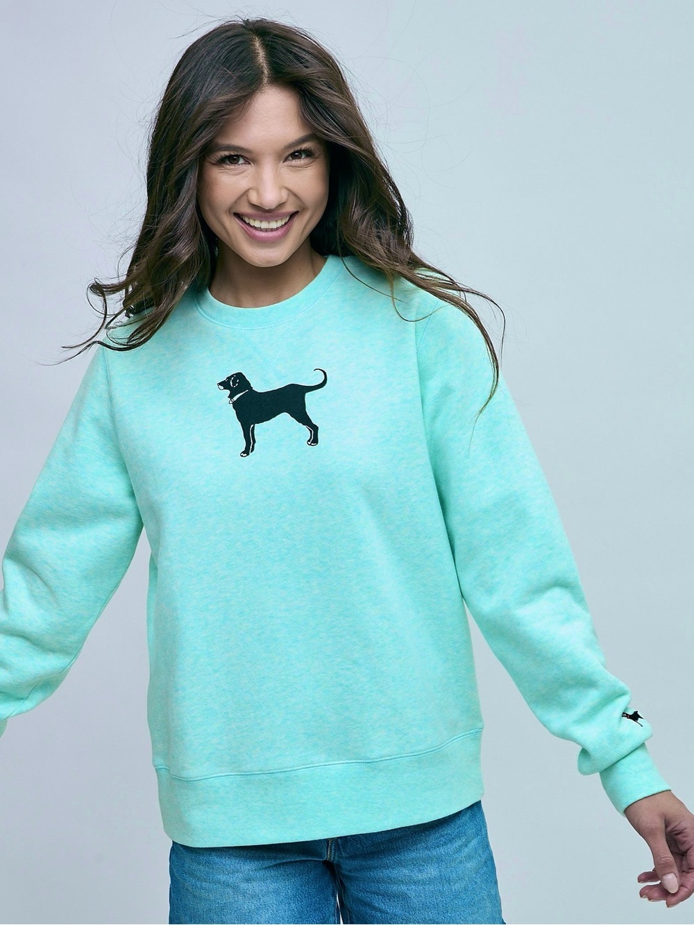 The Black Dog Ladies Classic Crewneck Sweatshirt Turquoise Size XS